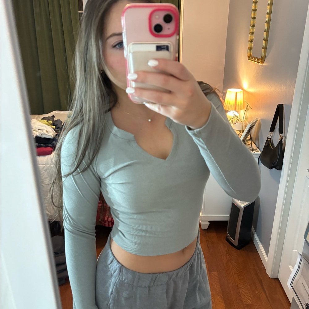 Hollister Light Gray Crop Top
